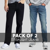Men's Straight Leg Stretchable Jeans Pack of 2