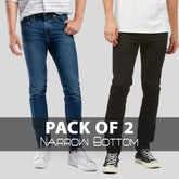 Men's Narrow Bottom Stretchable Jeans Pack of 2
