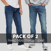 Mango Men Straight Pattern Branded Jeans Pack Of 2