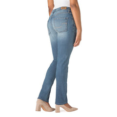 lvs women straight leg stretchable mid blue jeans