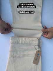 Men's Straight Fit Beige Color Jeans