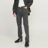 JJ regular fit comfort stretchable charcoal blue jeans for men