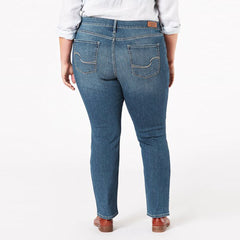 lvs women straight leg stretchable mid blue plus size jeans