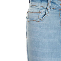 qiuz stretchable sky blue split hem flare ladies jeans
