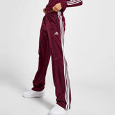 Straight/Loose Bottom maroon side stripe with ankle zip trouser for women