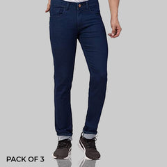 Mango Men's Straight Pattern Branded Jeans Pack Of 3