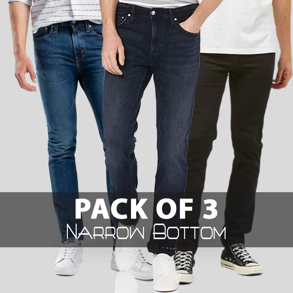 Mango Men's Straight Pattern Branded Jeans Pack Of 3