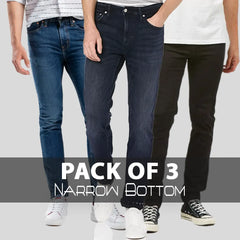 Mango Men's Straight Pattern Branded Jeans Pack Of 3