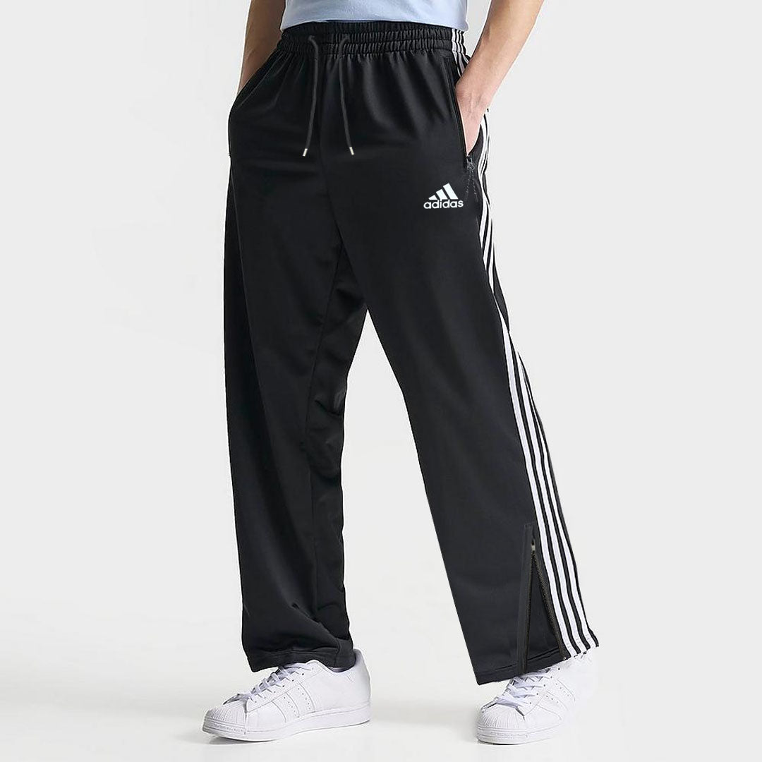 Black Straight/Loose Bottom side stripe with ankle zip trouser for men