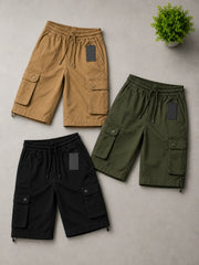 Pack of 3 Six-Pocket Cargo shorts | Overrun Factory Stock | Cotton Twill