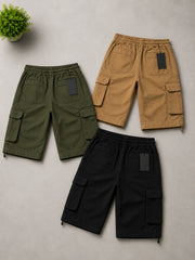Pack of 3 Six-Pocket Cargo shorts | Overrun Factory Stock | Cotton Twill