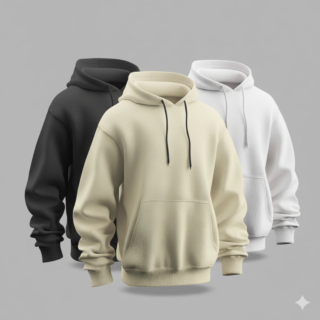 Pack of 3 Plain Hoodie
